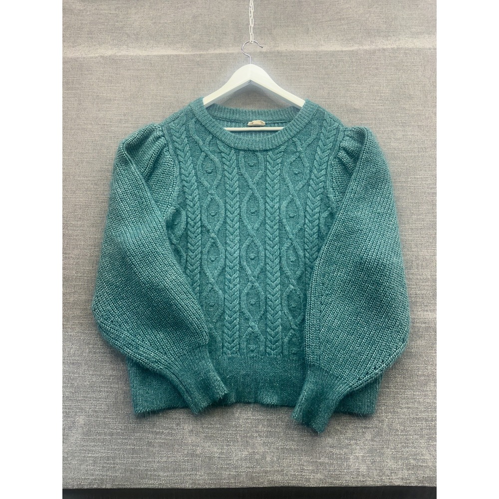 Ana A New Approach Sweater Womens 1X‎ Teal Cable Knit Ribbed Winter Warm Wear